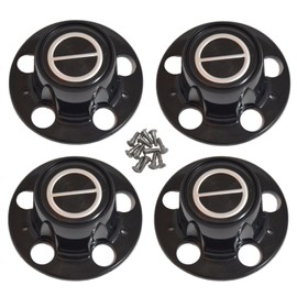 BB Auto Set of 4 New Black Wheel Hub Center Caps Replacement for Ford Ranger Bronco II Explorer Black Cap Black Emblem with Screws