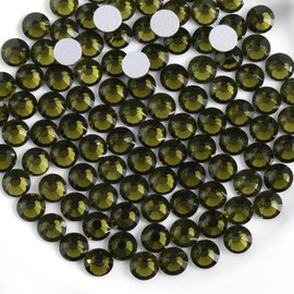 Beadsland 1440pcs Flat Back Crystal Rhinestones Round Gems for Nail Art and Craft Glue Fix, Olivine, SS10,2.7-2.9mm