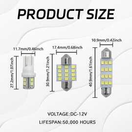 Hirificing 24PCS LED Interior Car Lights, Interior Car Lights Dome Light Set T10 31 mm 42 mm Replacement Bulbs for Top Map Dome Tail Cab Lights and License Plate Courtesy Lights Accessories (White)