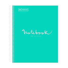 Miquel Rius M Emotions 1 Subject Notebook, Lined 11" x 8.5", 80 Sheets Heavy Weight Paper, 3 Hole Punched, Micro-Perforated, Turquoise Board Cover, Blue