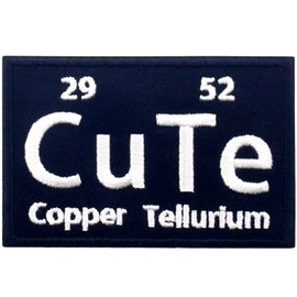 Cute Copper Tellurium Periodic Table Patch Funny Biker Applique Embroidered Iron On Sew On Emblem