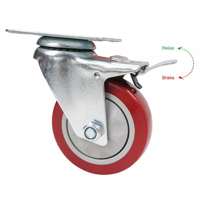 Sound Town 4 Pack 4” Swivel Wheels with Red Polyurethane