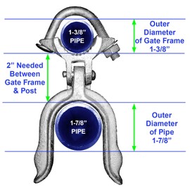 1-3/8" x 1-7/8" (2") Chain Link Fence Gate Fork Latch - Commercial Heavy Duty - Malleable - Galvanized Gate Latch with Hole for Padlock