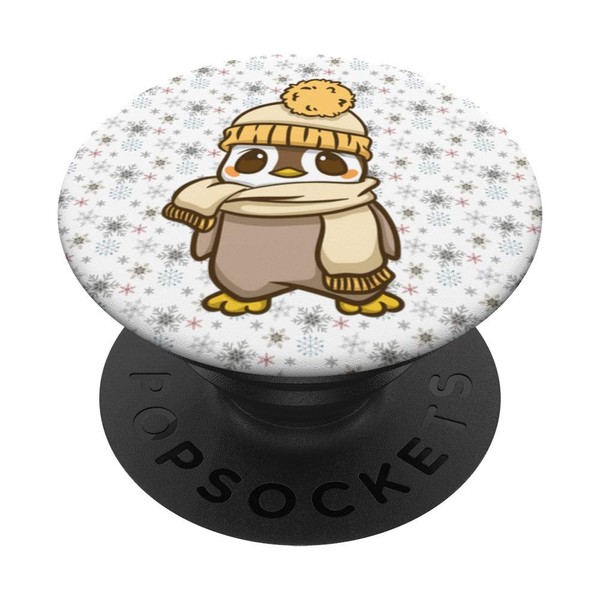 White Penguin & Snowflakes Snow Christmas Penguins PopSockets PopGrip: Extendable