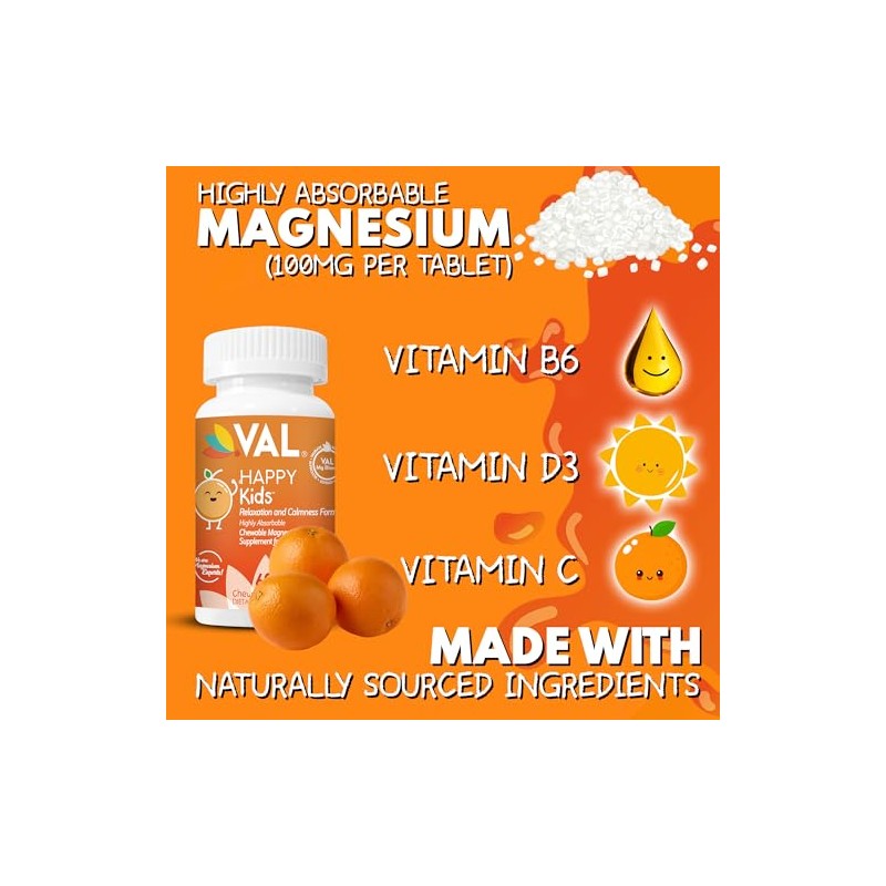 Val Magnesio Niños Fórmula Calmar Concentrarse 100 Glicinato Citrato Taurato