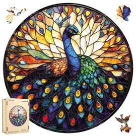 Qiuenisray Wooden Puzzles for Adults, Peacock Jigsaw Puzzles, Unique Shape Adult Puzzles, Irregular Christmas Thanksgiving Gifts for Family Friend(11.2 * 11.2 in-200pcs)