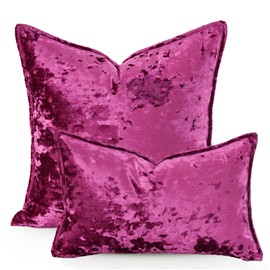 Yonous Premium Series, Crushed Velvet Cushion Covers, Luxury Thick Throw Pillow for Home Decor, Hot Pink, 20x20 Inch / 50 x 50 cm