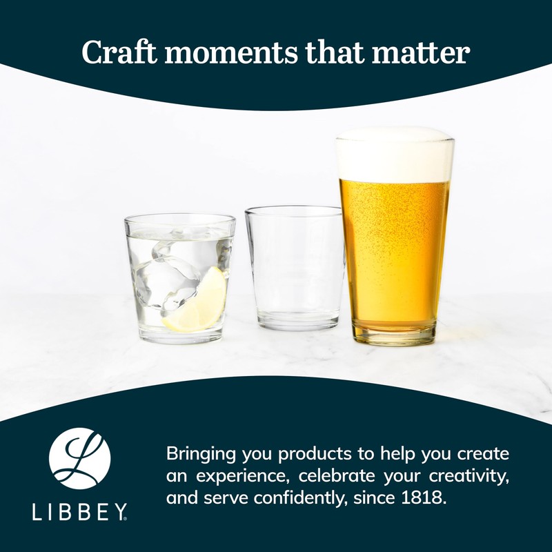 Libbey 1639HT Restaurant Basics DuraTuff 16 oz Pint Glasses Set