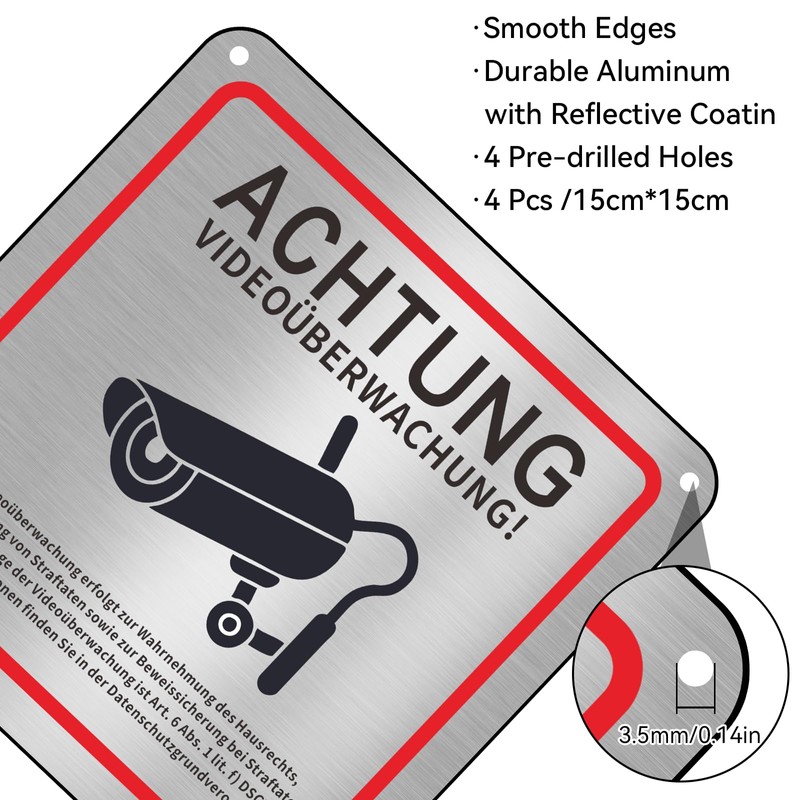 Video Surveillance Sign, Pack of 4 Sign, Video Surveillance Private