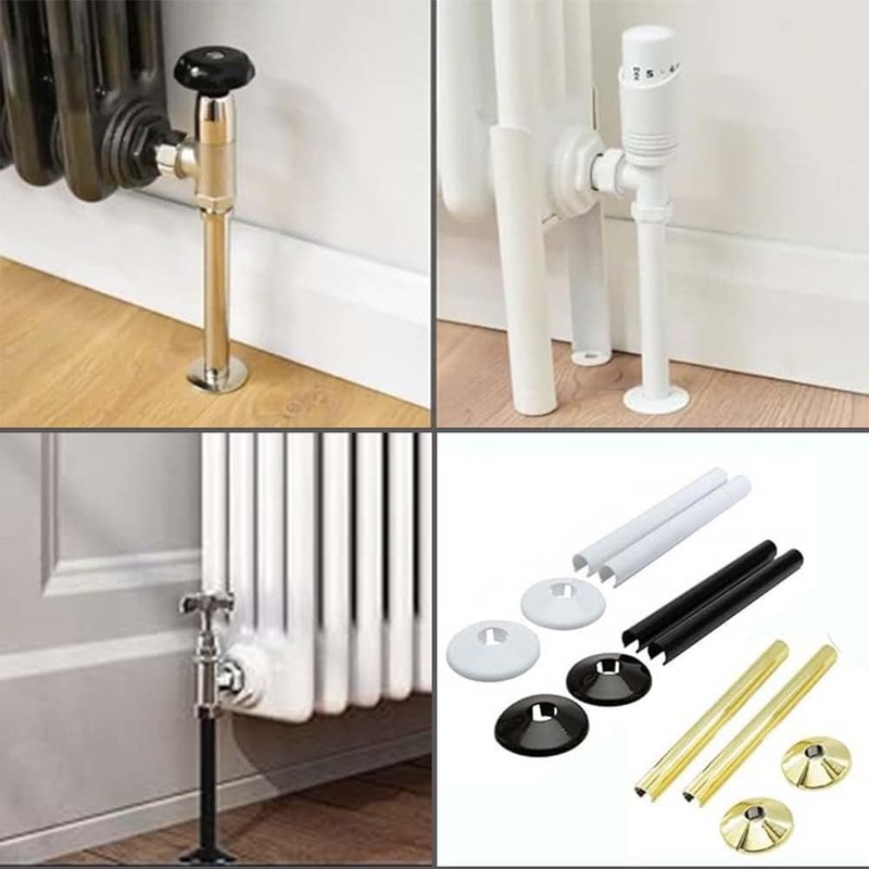 Brushed Brass Effect Radiator Pipe Covers & Collars – 15mm