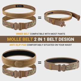 VOTAGOO Tactical Belt-Battle Belt, with Quick Release Buckle MOLLE Belt, Law Enforcement Military Heavy Duty Gun Holster Belt