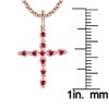 10k Rose Gold Genuine Ruby Cross Pendant Necklace
