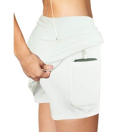 Oyamiki - Falda Deportiva Ligera para Mujer, Perfecta para Correr, Entrenamiento, Deportes, Golf, Bolsillo Blanco., Large