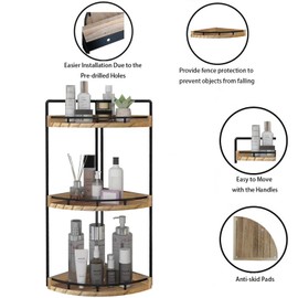 Dorhors Dorhors 3-Tier Corner Bathroom Organizer Countertop for Storage,Vanity Tray,Wood Counter Organizer for Kitchen,Bathroom,Dresser (Rustic Brown)