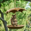 Animal Squirrel Bird Feeder with Umbrella, Outdoor Squirrel Holding Umbrella