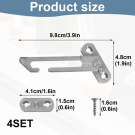 4PCS Window Restrictors for UPVC (With16 Screws) Premium 304 Stainless Steel Childproof Window Locks Window Safety Restrictor WindowLatch &Window-Opening Restrictor, WindowChild Safety Lock (Silver)
