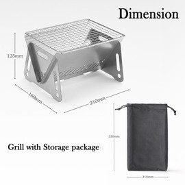 Portable Folding Camping Grill, Portable Fire Pit for Camping, Outdoor Campfire Grill Cooking for Picnics Fire Pit, Stainless Steel Assemblable Removable Stove with Grill Mesh