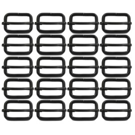 BIKICOCO Metal Slide Adjuster Buckle Tri-Glides with Movable Center Bar, for Straps, 1 x 5/8 Inch, Black, Pack of 20