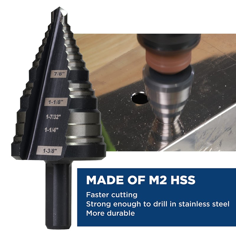 SHARPTOOL 1/4 to 1-3/8 Inches M2 HSS Step Drill Bit