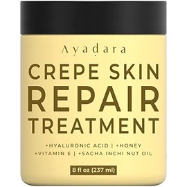 Ayadara Crepey Tratamiento reparador de la piel para brazos y piernas, crema reafirmante de ácido hialurónico para el cuello, crema antiarrugas para la cara, 8 onzas líquidas (237 ml)