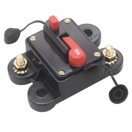 Bumbesti 12V-24V DC 50A Manual Reset Circuit Breaker Fuse Inverter Fuse Holder for Marine RV Car Audio and Home Solar System Amps Protection