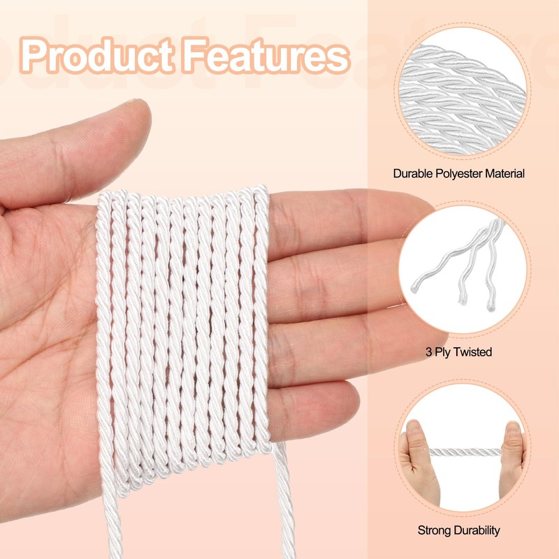 sourcing map Twisted Cord Trim, 3mm/11 Yard Trim Cord Rope