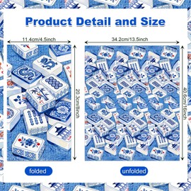 40 Pcs Mahjong Guest Paper Napkins 4.5 x 8 Inch Blue Chinoiserie Disposable Hand Towels Decorative Chinese Traditional Mahjong Pattern Napkins for Wedding Bridal Shower Birthday Holiday Party Table