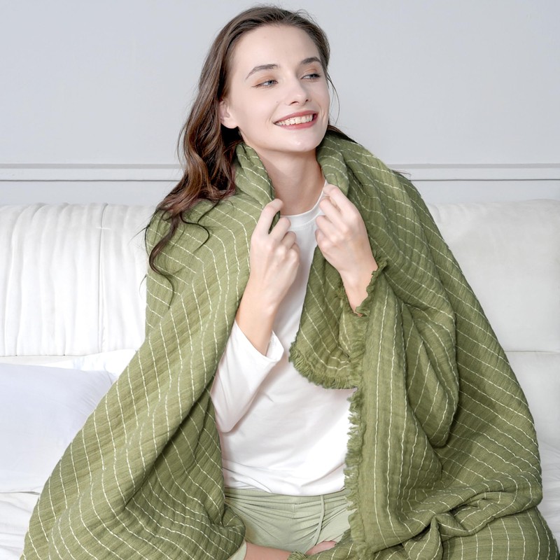 GINAMUSE Muslin Throw Blanket for Bed 100% Cotton Gauze Fall