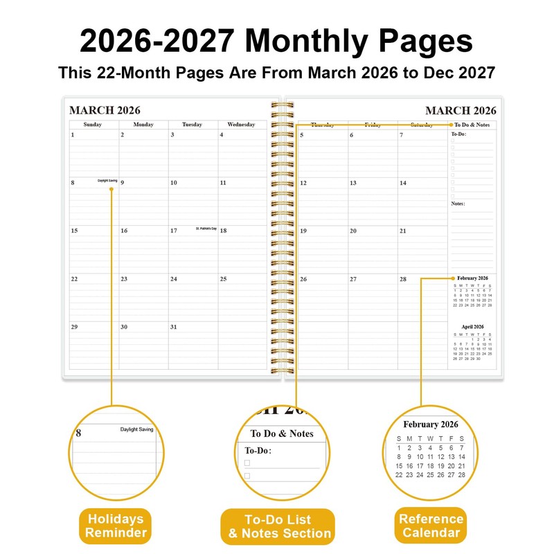 Monthly Planner 2026-2027 - Monthly Calendar from August 2026 to