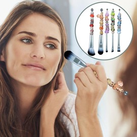 Makeup Brush Set Beginner - Beaded Make up Brushes,5X Professional Synthetic Applicators for Foundation Eyeshadow Blush Powder Sculpting Blending