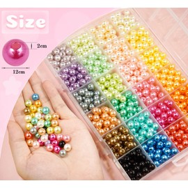 JHYlilia 800Pcs 8mm Pearl Beads for Crafts, 24 Colors Round Pearls Beads with Holes for Jewelry Making Handcrafted Loose Spacer Beads for Crafts Jewelry Making Necklaces Bracelets