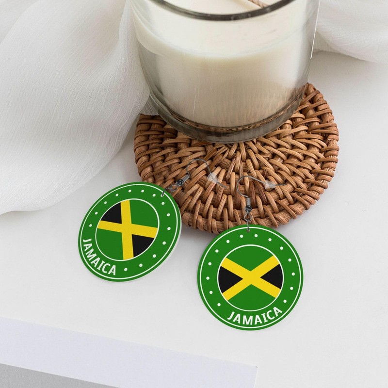 Jamaica Flag Faux Leather Earrings For Women