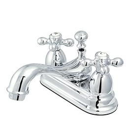 Kingston Brass KS3601AX Restoration 4-Inch Centerset Lavatory Faucet with Metal Cross Handle, Polished Chrome