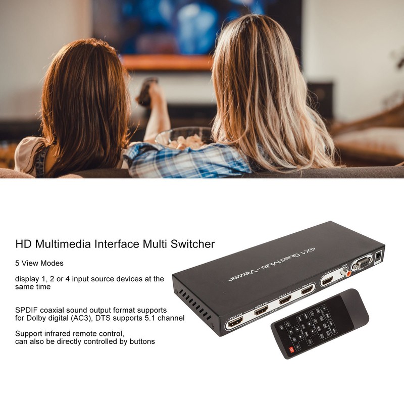HD Multimedia Interface 4x1 Quad Multi Viewer 4 in 1