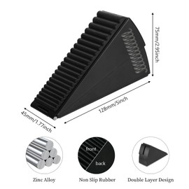 Heavy Duty Door Stoppers for Bottom of Door Stop, Adjustable Large Door Stopper with Spring, 3 Inches High Tall Rubber Door Stopper Wedge for Hotel Door Hardwood Concrete Tile (Black-1Pcs)