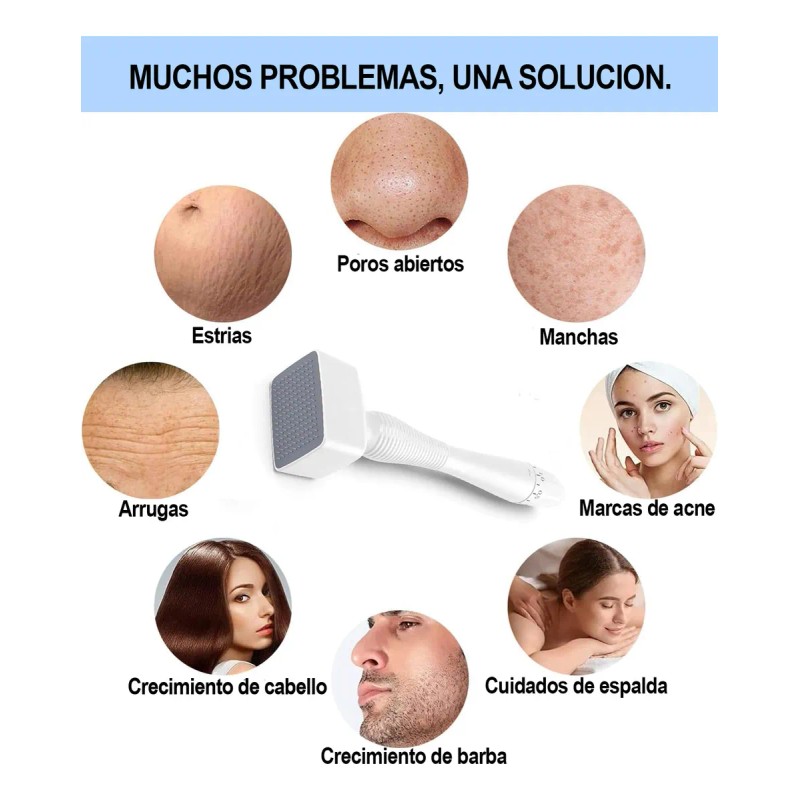 Dermaroller Facial Barba 0.5-3 Mm Titanio Regenera Colágeno