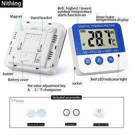 Fridge Freezer Thermometer Max/Min Memory LXSZRPH High & Low Temperature Alarms Settings with LED Indicator Digital Refrigeration Thermometer with Magnetic,Stander (1pack)