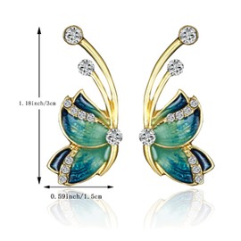 TIANBANGSHI Simple Hypoallergenic Enamel Blue Monarch Butterfly Stud Earrings Tiny Cute Crystal Insect Butterfly Stud Earrings for Women Jewelry Gifts (butterfly)