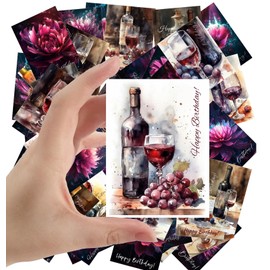 Large Stickers 24 pcs (2.5"x3.5" each) Amazing Watercolour Wines and Ethereal Flowers Vintage Postcards Retro Greeting Card Book Illustration Reprint