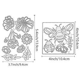 ORIGACH 11 Pcs Flowers Bee Butterfly Ladybird Metal Cutting Dies for Card Making, Floral and Insects Die Cut Stencils for DIY Crafting Scrapbooking Journal Photo Album Decoration
