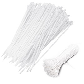 Cable Zip Ties Heavy Duty, White Nylon Zip Ties, Clear Cable Ties, Cable Wire Tie Wraps Clear Zip Ties, 100 each for 6” and 12” Total of 200 White Cable Ties