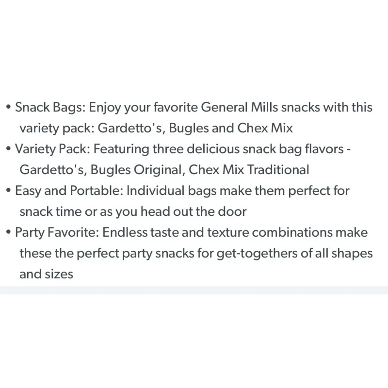 Chex Mix, Bugles & Gardetto Variety Pack Snacks, 40 pk.