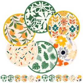 Mototo Foldable Flying Disc Fans, 30PCS Foldable Disc Fan 8 Inch Pop up Round Collapsible Hand Fan Bulk with Pouch for Women Purse Travel Beach Game Wedding Party Favor Decoration, 6 Abstract Style