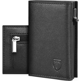 TEEHON RFID Wallet - Men's Wallet with Coin Pocket and Card Holder - Black, black, S, Minimalist