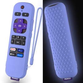 Silicone Cover for Roku Voice TV Remote RCAL7R/Roku Express/Roku Streaming Stick TV Remote Protective Case Silicone Sleeve for Roku TV Remote Cover with Lanyard(Glow Blue)