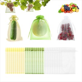 30Pcs Fruit Protection Bags Set, Reusable Fruit Netting Bags for Fruit Trees，8x12 Inch Netting Cover Bags Drawstring Mesh Fruit Protectors Pest Barrier for Mangoes Tomatoes Fruit Trees Veggies Garden