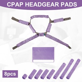 8 PCS Satin CPAP Mask Strap Covers, Comfortable CPAP Strap Covers, Silky CPAP Mask Cushions to Fit Airfit f20 Headgear, Anti Wrinkle CPAP Hair Protector for Reducing Red Marks (Dark Purple)