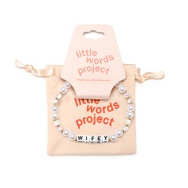 Little Words Project Wifey Bracelet, The Original Word Bracelet, Made with Colorful Beads and Plated Brass Hardware, Handcrafted Design & Positive Message, Size ML