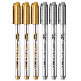 Mr. Pen- Metallic Paint Markers, 6 Pack, Silver Paint Marker, Gold Ink Pen, Silver Markers Permanent Metallic, Gold Metallic Marker