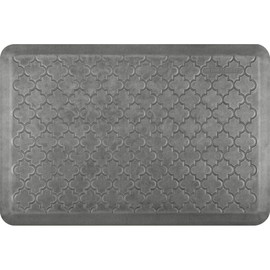 WellnessMats Trellis 3/4" Anti-Fatigue Mat - Comfort & Support - Non-Slip, Non-Toxic - 36"x24"x3/4" Silver Leaf